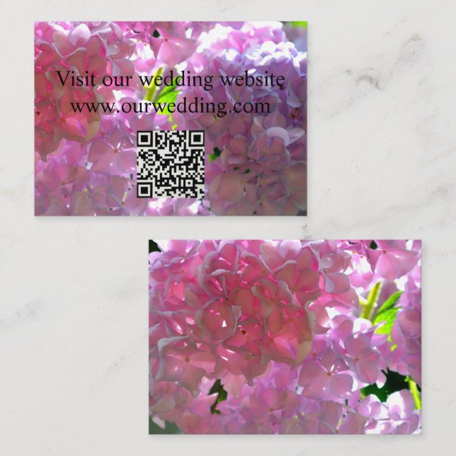 Elegant blue purple magenta floral hydrangea QR  Enclosure Card (Front/Back)
