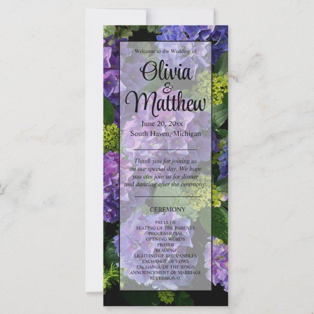 Elegant blue purple magenta green floral hydrangea (Front)