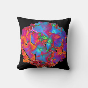 Elegant blue purple magenta green floral hydrangea cushion