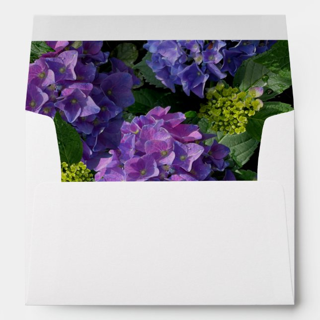 Elegant blue purple magenta green floral hydrangea envelope (Back (Bottom))