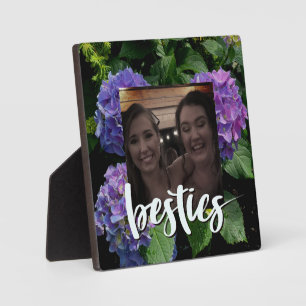 Elegant blue purple magenta green floral hydrangea plaque