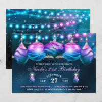 Elegant Blue & Purple Mermaid Baubles Birthday