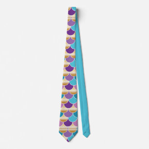 Elegant Blue & Purple Mermaid Scale Pattern Tie