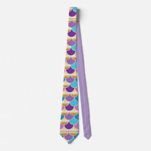 Elegant Blue & Purple Mermaid Scale Pattern Tie