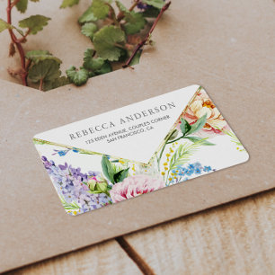 Elegant Blue & Purple Watercolor Blossom   Wedding Label