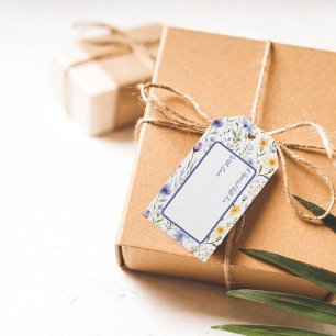 Elegant Blue Purple Watercolor Wildflower Gift Tags