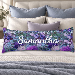 Elegant blue purples floral pattern body cushion