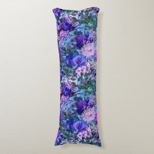 Elegant blue purples floral pattern body cushion