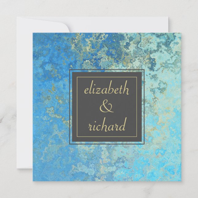 Elegant Blue Quartz Wedding Invitation (Front)
