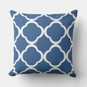 Elegant Blue Quatrefoil Pattern Cushion