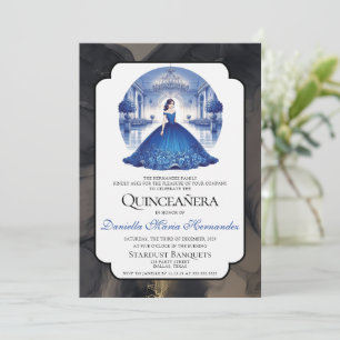 Elegant Blue Quinceañera Invitation