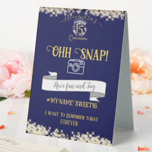 Elegant Blue Quinceañera Spanish Oh Snap Tag