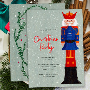 Elegant Blue Red Merry Christmas Nutcracker Party Invitation