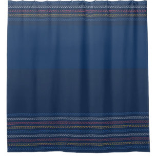 Elegant Blue Regatta Striped Border Shower Curtain