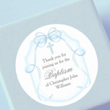 Elegant Blue Ribbon Bow Baptism Party