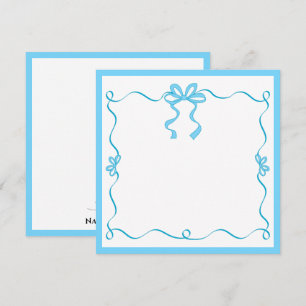 Elegant blue Ribbon I Thank You, Girly Desk Gift Card