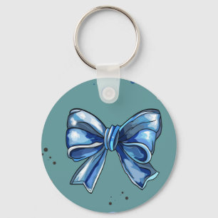 Elegant Blue Ribbons and Bubbles Seamless. Baby  Key Ring