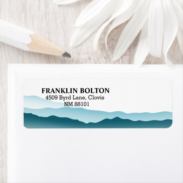 Elegant Blue Rolling Mountains Return Address (Insitu)