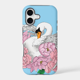 Elegant Blue Romantic Swan Peony Floral