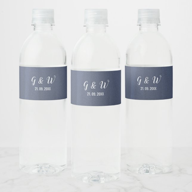 Elegant Blue Romantic Water Bottle Label Set (Bottles)