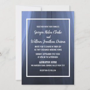 Elegant Blue Romantic Wedding Invitation Card