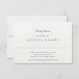 Elegant Blue Romantically Classic QR CODE Wedding RSVP Card
