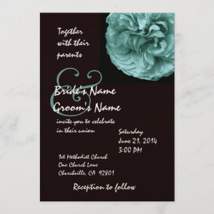 Elegant BLUE Rose Black & White Wedding Invitation