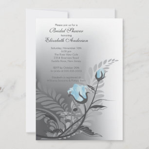 Elegant Blue Rose Bridal Shower Invitation
