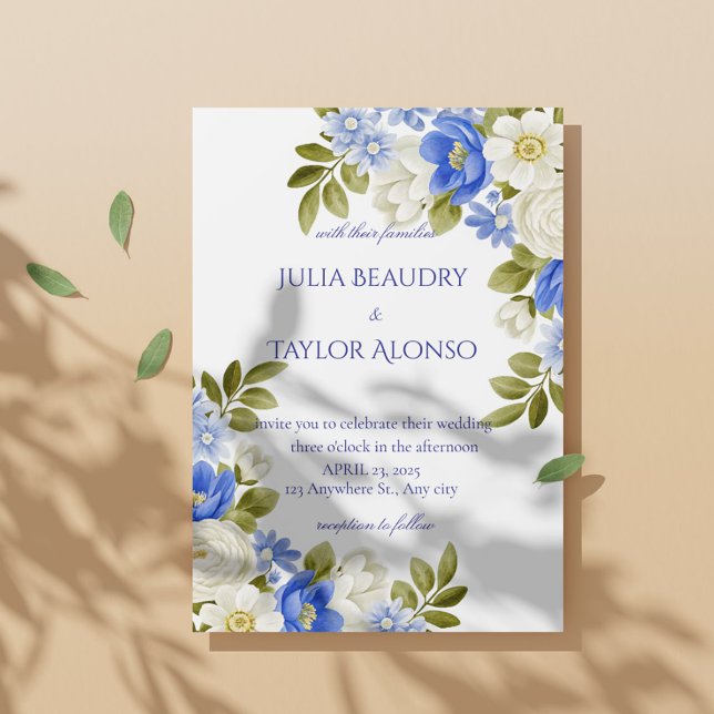 Elegant Blue Rose Wedding Invite (Creator Uploaded)