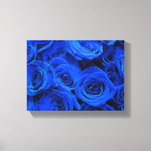 Elegant blue roses blue flowers blue floral canvas print