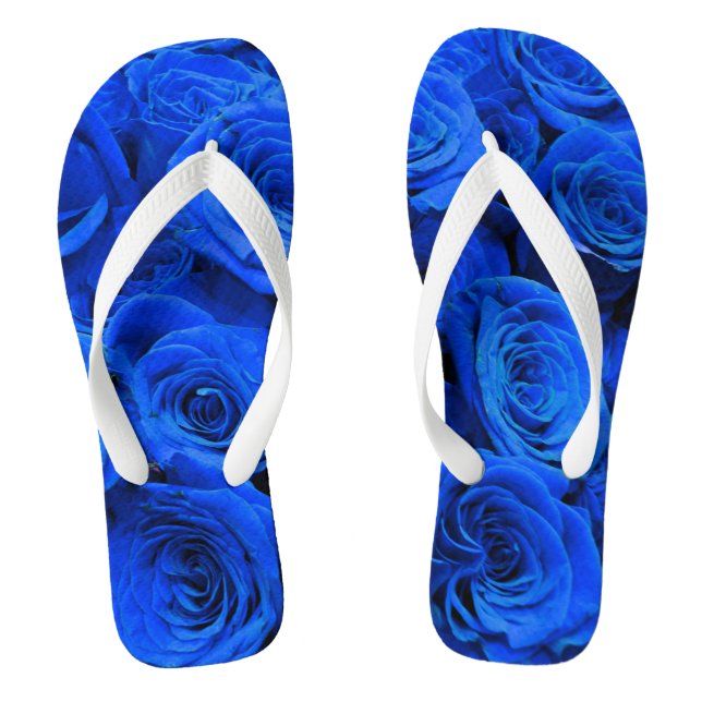 Elegant blue roses blue flowers blue floral flip flops (Footbed)