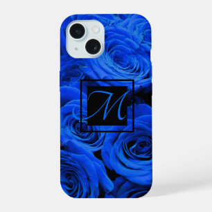 Elegant blue roses blue flowers blue floral iPhone 15 case