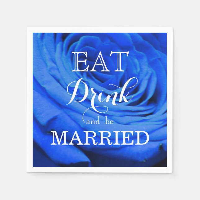 Elegant blue roses blue flowers blue floral napkin (Front)