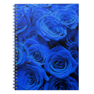 Elegant blue roses blue flowers blue floral notebook