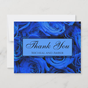 Elegant blue roses blue flowers blue floral thank you card
