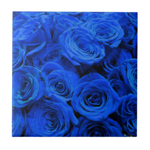 Elegant blue roses blue flowers blue floral tile