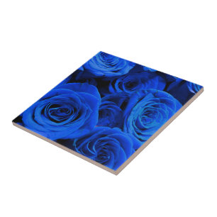 Elegant blue roses blue flowers blue floral tile