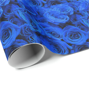 Elegant blue roses blue flowers blue floral wrapping paper