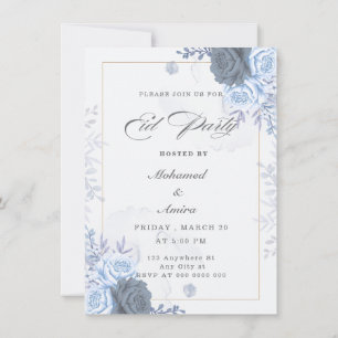 Elegant Blue Roses Eid Party Invitation
