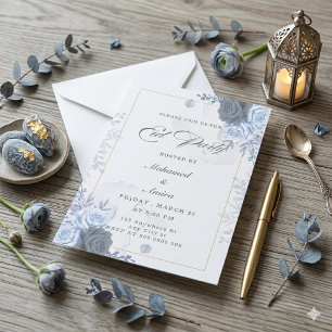 Elegant Blue Roses Eid Party Invitation