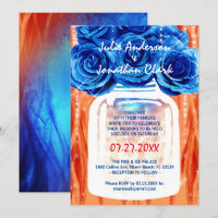 Elegant Blue Roses Fire and Ice Watercolor Wedding