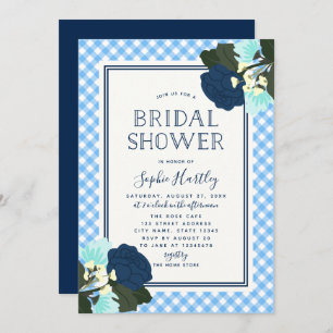 Elegant Blue Roses Floral Bridal Shower Invitation