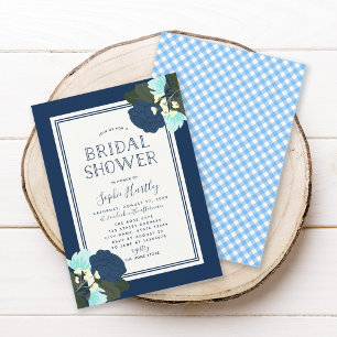 Elegant Blue Roses Floral Bridal Shower Invitation