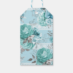 Elegant Blue Roses Lace details Gift Tags