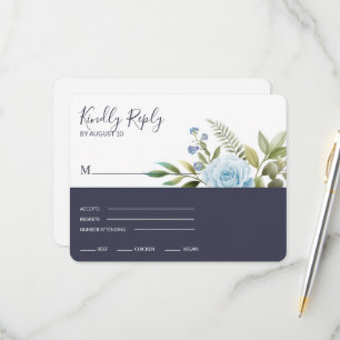Elegant Blue Roses RSVP Card