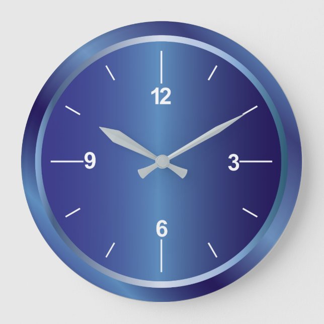 Elegant blue round wall clock (Front)