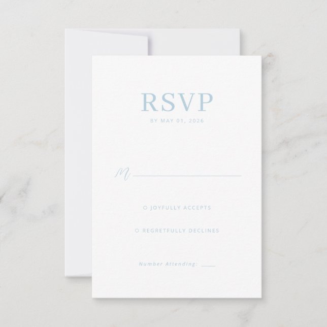 Elegant Blue RSVP Card (Front)