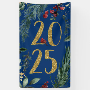 Elegant Blue Rustic 2025 New Years Eve Party Banner