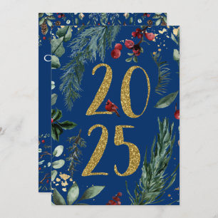 Elegant Blue Rustic 2025 New Years Eve Party Invitation
