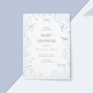 Elegant Blue Safari Baby Shower Invitation